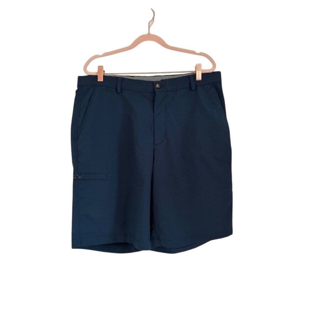 Greg Norman Mens Navy Blue Performance Golf Shorts Size 36 Stretch Flat Front